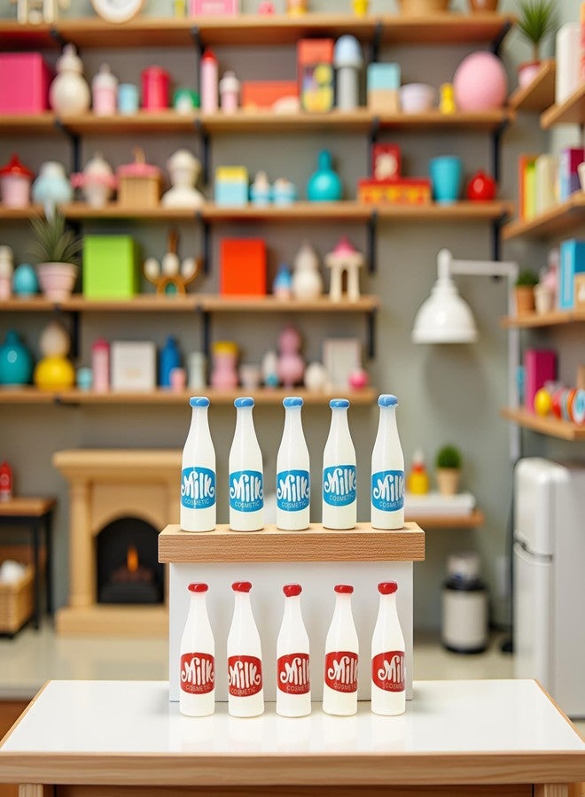 Jizlan 10 Pcs 1/12 Miniature Milk Bottles Dollhouse Decoration Accessories, Home Outdoor Decoration Model Living Room Scene Craft Displays - Image 4